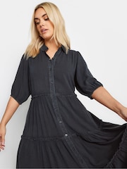 Yours Curve Grey Midi Shirt Dress - Image 4 of 4