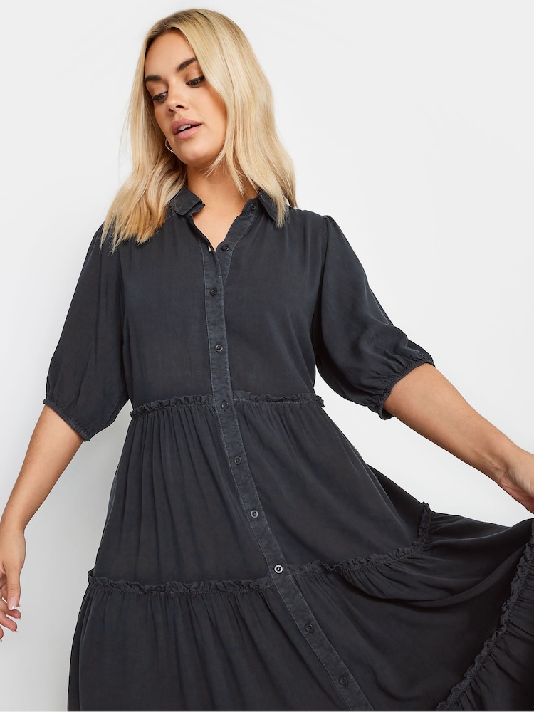 Yours Curve Grey Midi Shirt Dress - Image 4 of 4