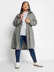 Yours Curve Grey Lightweight Longline Parka Jacket - Image 1 of 5
