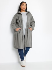 Yours Curve Grey Lightweight Longline Parka Jacket - Image 2 of 5