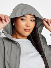 Yours Curve Grey Lightweight Longline Parka Jacket - Image 4 of 5