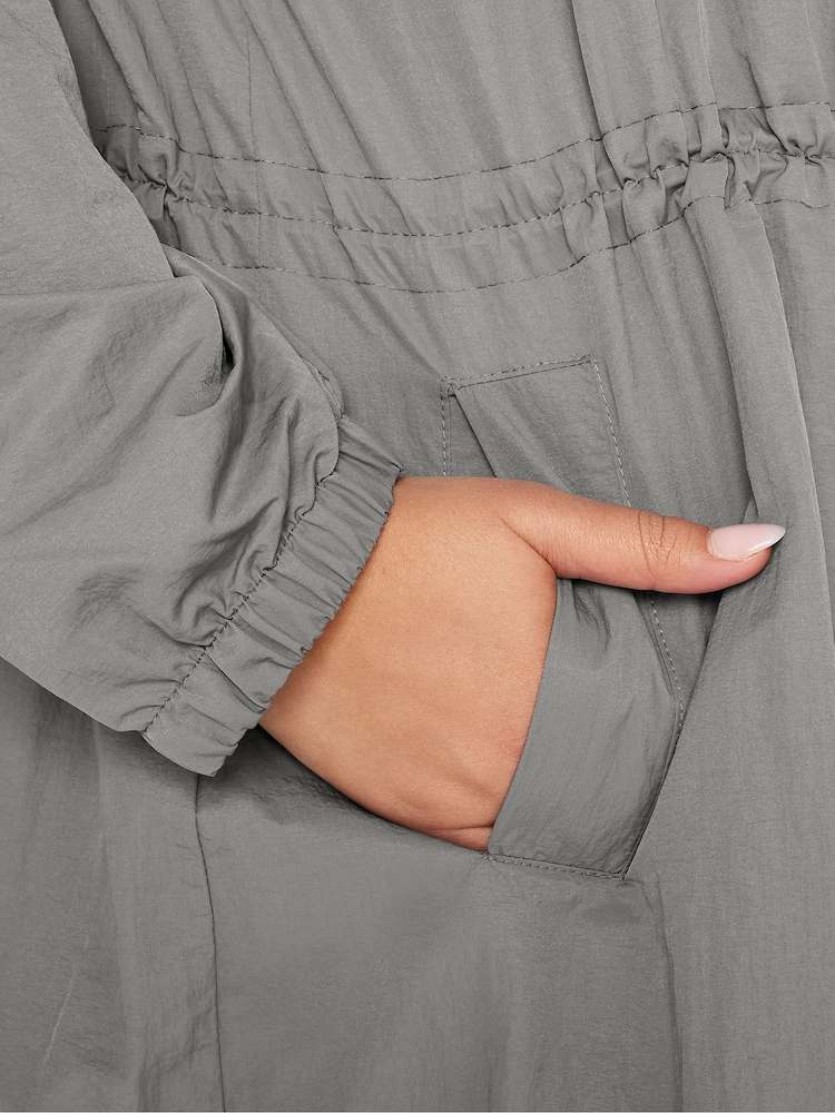 Yours Curve Grey Lightweight Longline Parka Jacket - Image 5 of 5