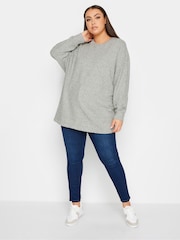 Grau - Yours Curve Weicher Pullover mit Nahtdetail vorn - Bild 3 von 4