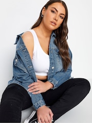 Chaqueta vaquera oversize de algodón 100 % de Yours Curve - Imagen 4 de 4