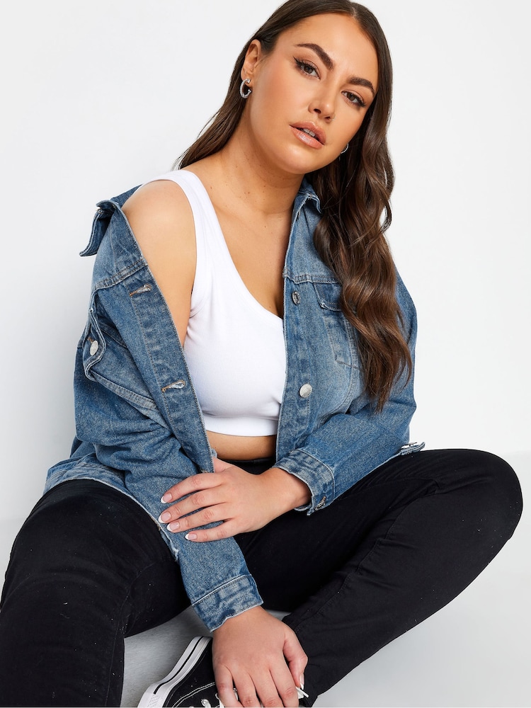 Chaqueta vaquera oversize de algodón 100 % de Yours Curve - Imagen 4 de 4