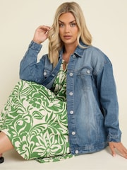Yours Curve Blue Oversized 100% Cotton Denim Jacket - Image 5 of 6