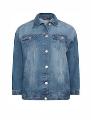 Yours Curve Blue Oversized 100% Cotton Denim Jacket - Image 6 of 6