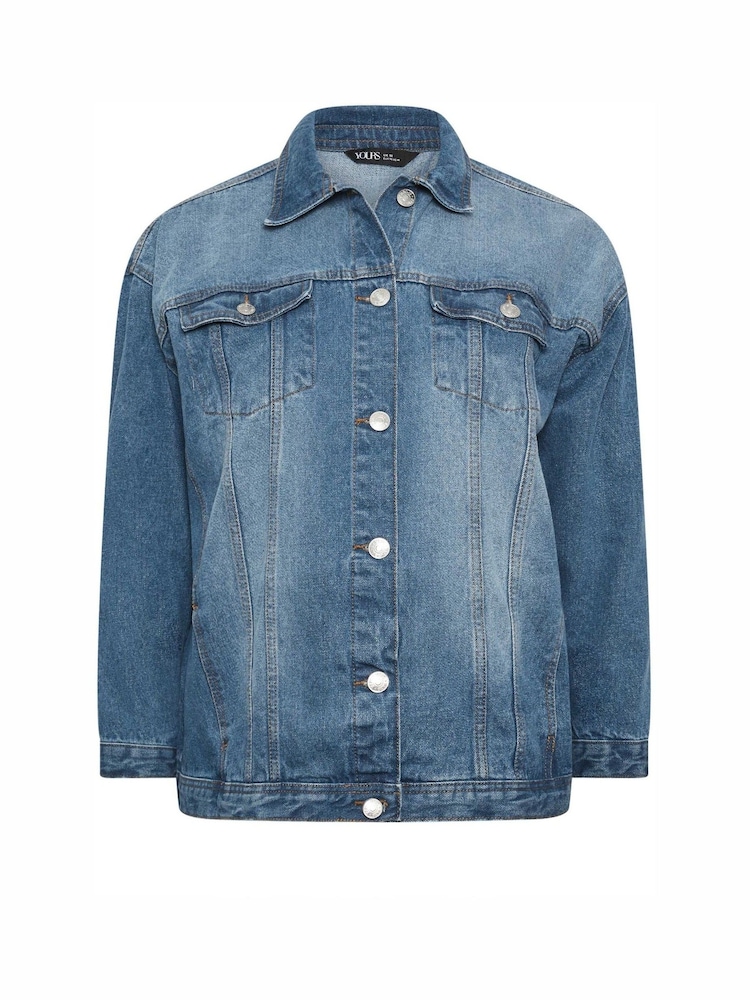 Yours Curve Blue Oversized 100% Cotton Denim Jacket - Image 6 of 6 Yours Curve Blue Oversized 100% Cotton Denim Jacket - Image 6 of 6