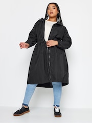Yours Curve Black Lightweight Longline Parka Jacket - Image 1 of 5