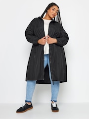 Yours Curve Black Lightweight Longline Parka Jacket - Image 2 of 5