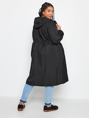 Yours Curve Black Lightweight Longline Parka Jacket - Image 3 of 5