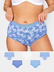 Yours Curve Blue 5 PACK Butterfly Design High Waisted Full Briefs - Image 1 of 2