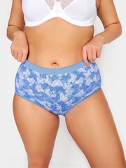 Yours Curve Blue 5 PACK Butterfly Design High Waisted Full Briefs - Image 2 of 2