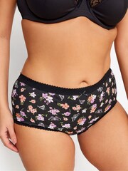 Yours Curve Pink 100% Cotton Butterfly Design High Waisted Full Briefs 5 Pack - Image 2 of 2