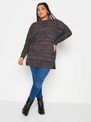Grau/Schwarz - Yours Curve Weicher Pullover mit Nahtdetail vorn - Bild 3 von 4