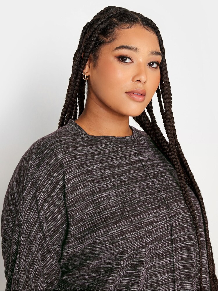 Grau/Schwarz - Yours Curve Weicher Pullover mit Nahtdetail vorn - Bild 4 von 4