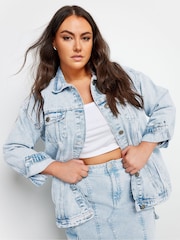 Yours Curve Blue Washed Oversized Denim Jacket - Image 2 of 5