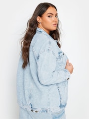 Yours Curve Blue Washed Oversized Denim Jacket - Image 3 of 5