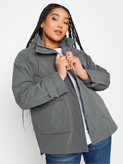Yours Curve Charcoal Grey Raglan Lightweight Jacket - Image 1 of 4