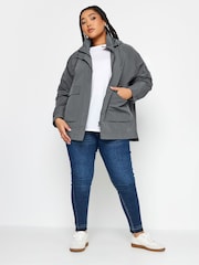 Yours Curve Charcoal Grey Raglan Lightweight Jacket - Image 2 of 4