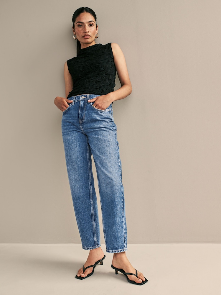 Dunkelblau - Barrel Jeans 100% Baumwolle - Bild 1 von 5 Dunkelblau - Barrel Jeans 100% Baumwolle - Bild 1 von 5