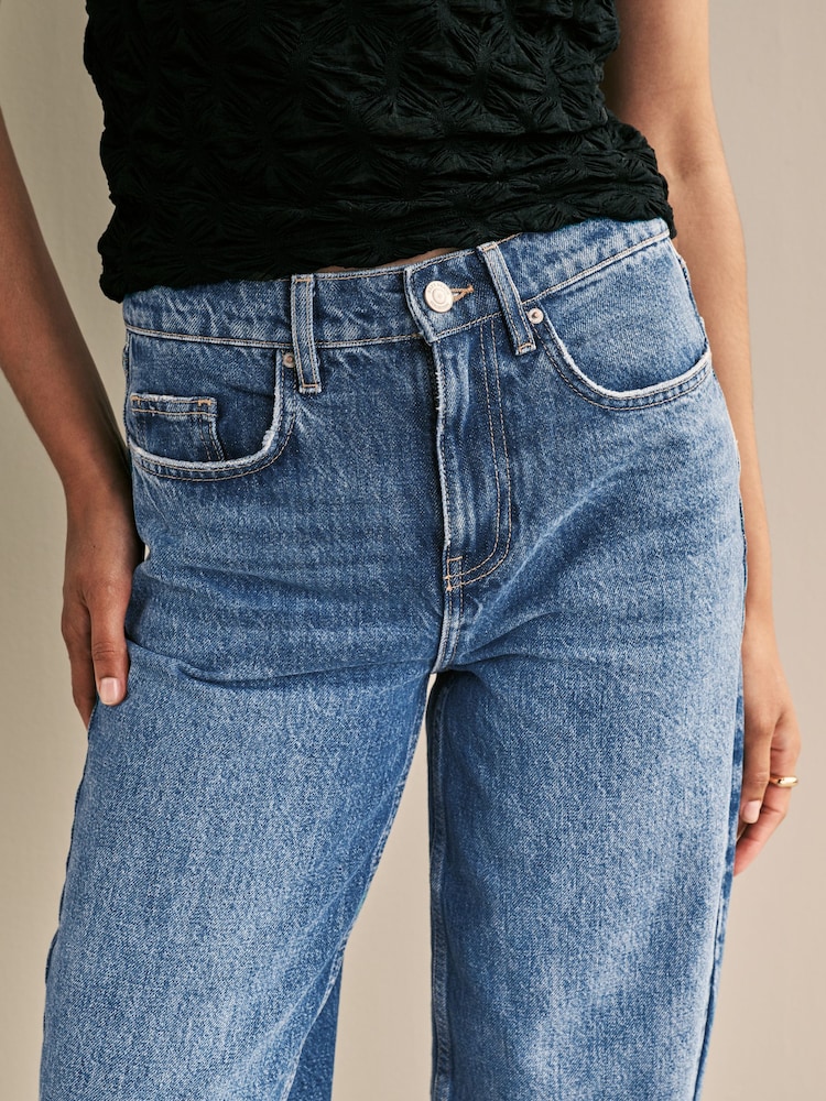 Dark Blue 100% Cotton Barrel Jeans - Image 5 of 5