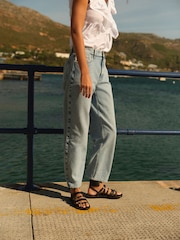 Bleach Blue 100% Cotton Barrel Jeans - Image 2 of 4