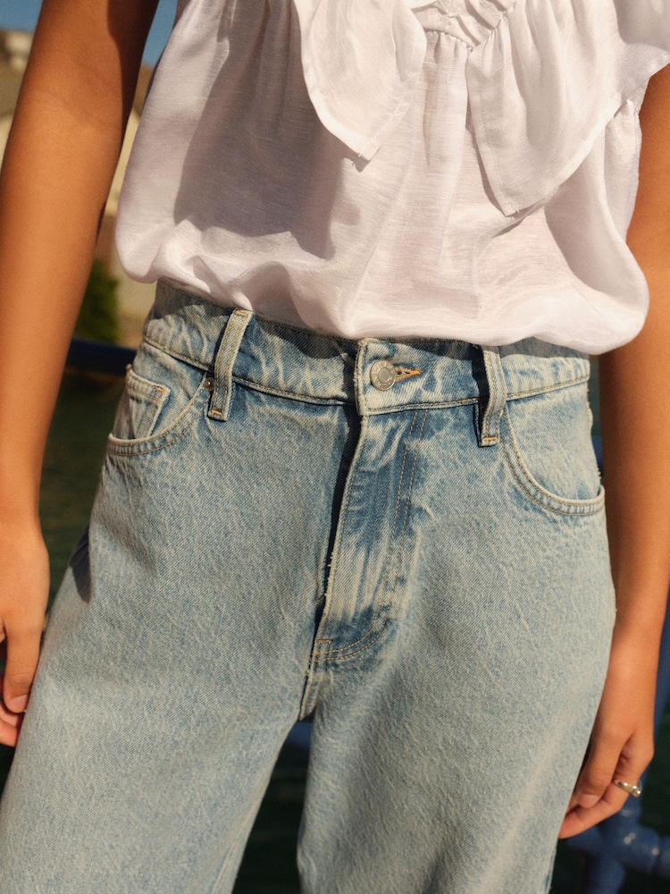 Bleach Blue 100% Cotton Barrel Jeans - Image 4 of 4