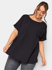 Yours Curve Black Boxy T-Shirt - Image 1 of 4