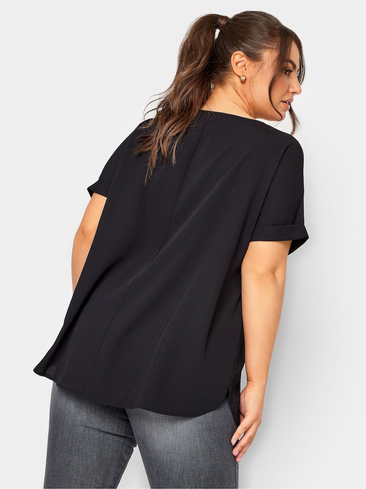 Yours Curve Black Boxy T-Shirt - Image 2 of 4