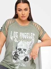 Yours Curve Green T-Shirt - Image 4 of 4