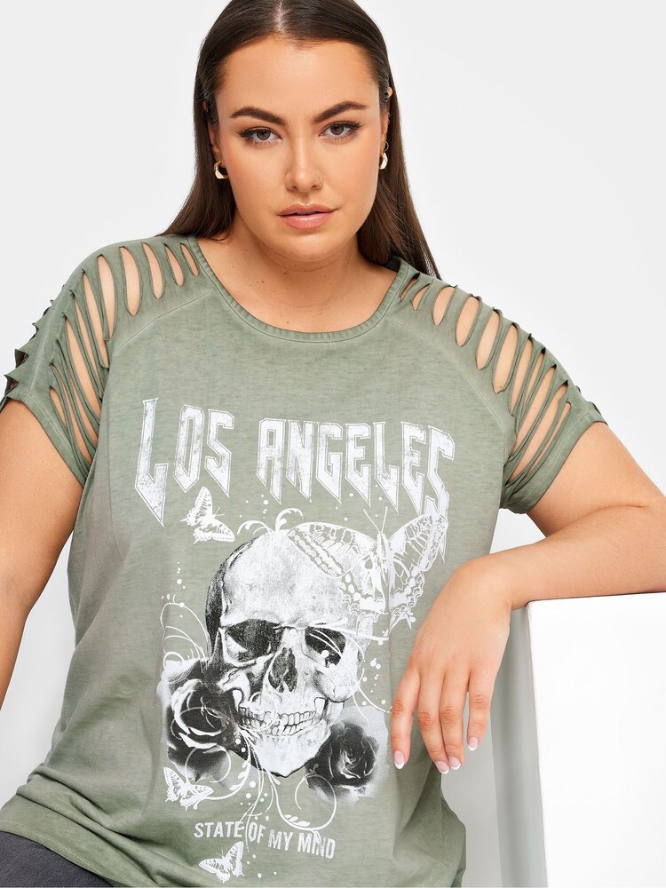 Yours Curve Green T-Shirt - Image 4 of 4