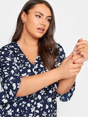 Yours Curve Blue Frill Sleeve Swing Top - Image 4 of 4