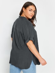 Yours Curve Black Chambray 100% Cotton Shirt - Image 3 of 4