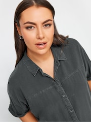 Yours Curve Black Chambray 100% Cotton Shirt - Image 4 of 4
