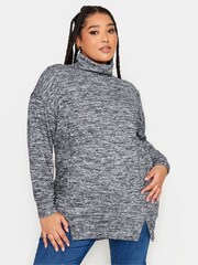 Grau - Yours Curve Weiches Sweatshirt mit Rollkragen - Bild 1 von 4