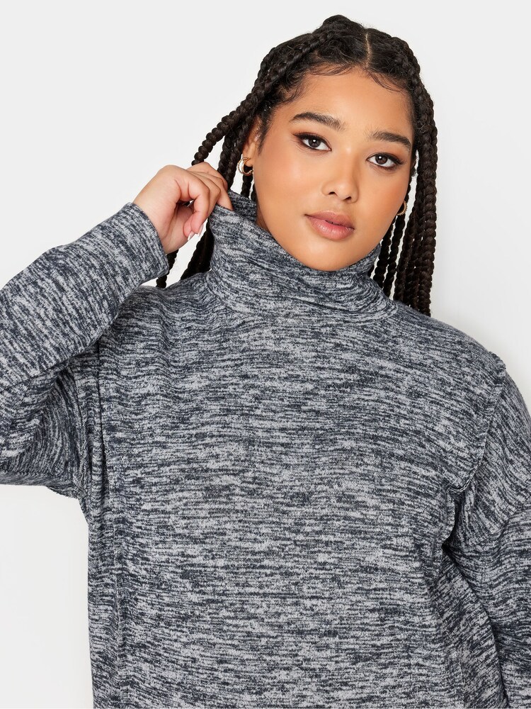 Grau - Yours Curve Weiches Sweatshirt mit Rollkragen - Bild 4 von 4