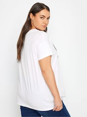 Yours Curve White Placement Print T-Shirt - Image 2 of 4