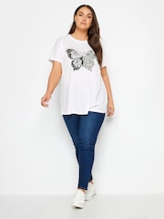 Yours Curve White Placement Print T-Shirt - Image 3 of 4