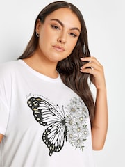 Yours Curve White Placement Print T-Shirt - Image 4 of 4