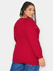 Yours Curve Red Eyelet Detailed Sweatshirt - Image 3 of 4