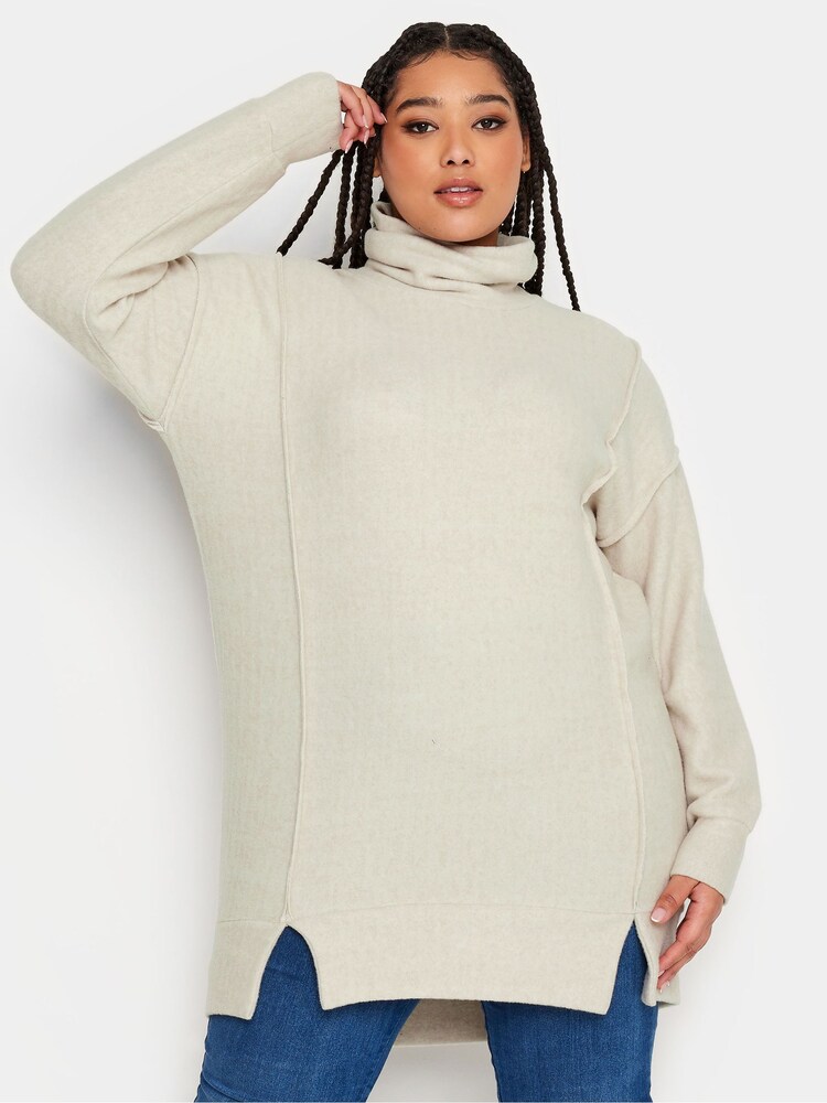 Natur - Yours Curve Weiches Sweatshirt mit Rollkragen - Bild 1 von 4 Natur - Yours Curve Weiches Sweatshirt mit Rollkragen - Bild 1 von 4