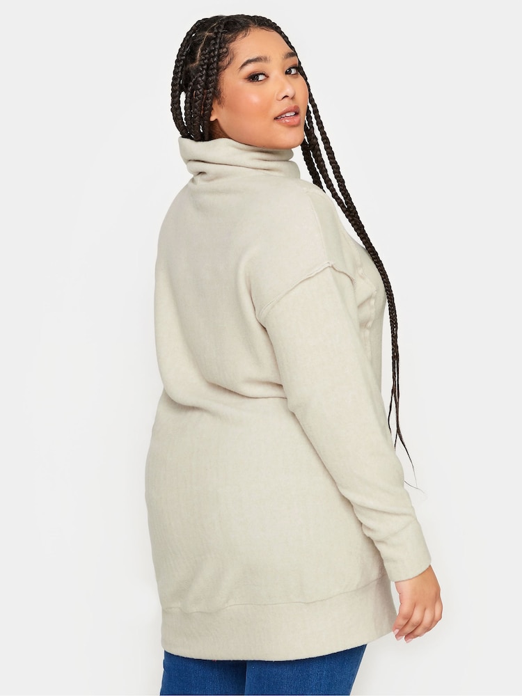 Natur - Yours Curve Weiches Sweatshirt mit Rollkragen - Bild 2 von 4