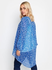 Yours Curve Blue Wrap Front Blouse - Image 3 of 4