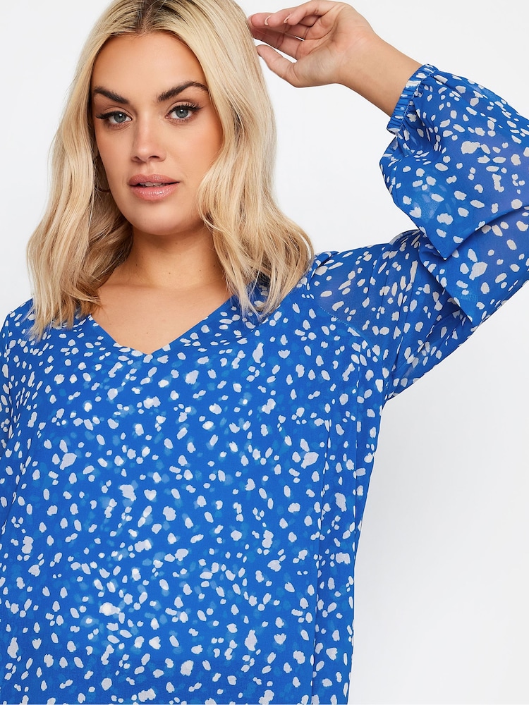 Azul - Yours Curve Wrap Front Blouse - Imagen 4 de 4 Azul - Yours Curve Wrap Front Blouse - Imagen 4 de 4