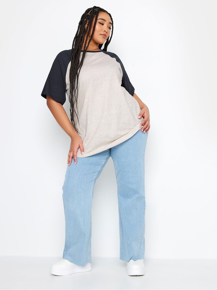 Yours Curve Natural Raglan Baseball T-Shirt - Image 2 of 4