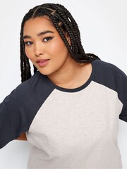 Yours Curve Natural Raglan Baseball T-Shirt - Image 4 of 4