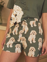 Sage Green Charlie The Cockapoo 100% Cotton Short Pyjamas Set - Image 3 of 8