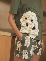 Sage Green Charlie The Cockapoo 100% Cotton Short Pyjamas Set - Image 4 of 8
