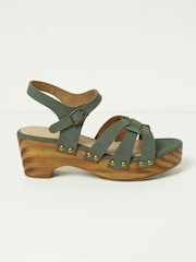 FatFace Leoni Green Mid Heel Clogs - Image 1 of 3